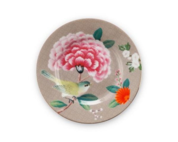 Juego de Mug y Platillo Birds Caqui