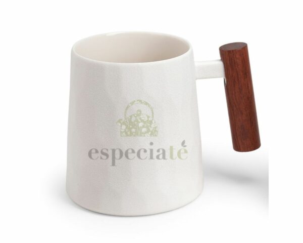 Mug Blanca con Asa de Madera