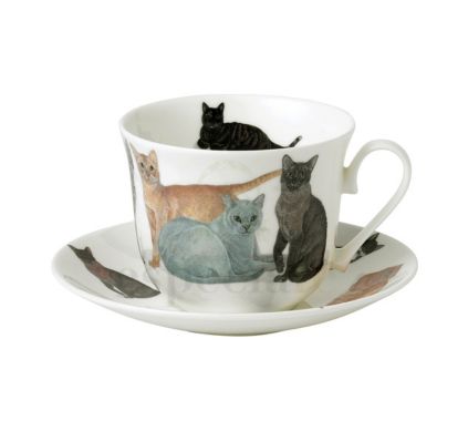 Taza y Plato de Desayuno Gatos
