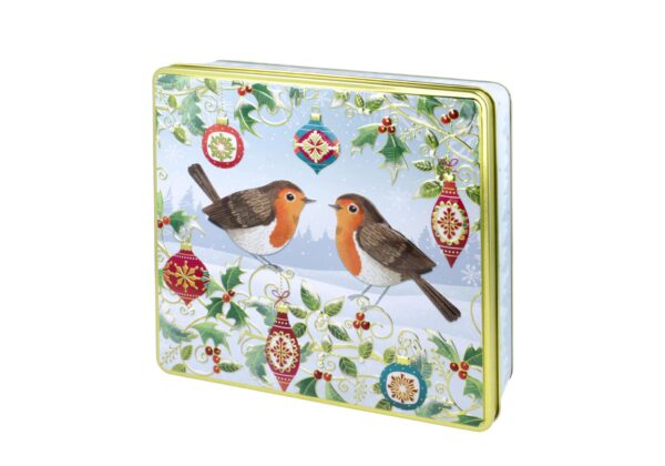 Lata de Bombones Petirrojo de Navidad