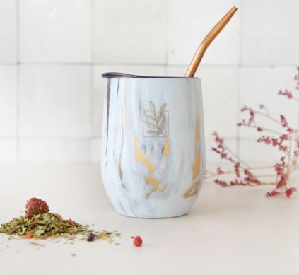 Calabaza con Bombilla Mármol